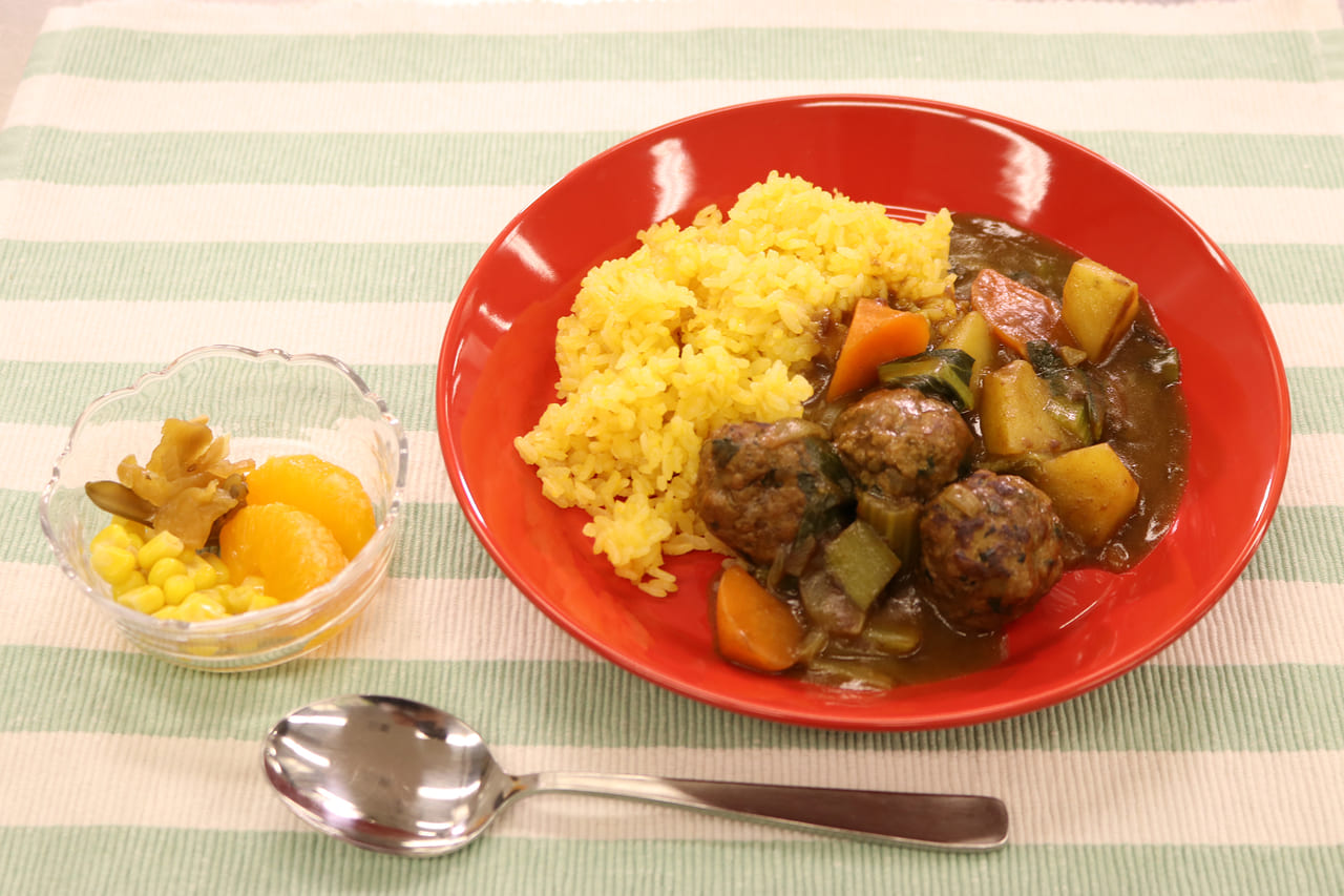 みかんご飯の小松菜カレー